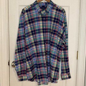 Ralph Lauren Blue Plaid Button Down Long Sleeve Shirt Size 2XB